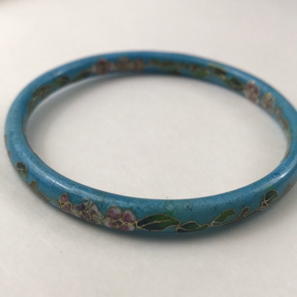 Vintage Jewelry - Stunning vintage blue enamel bangle.